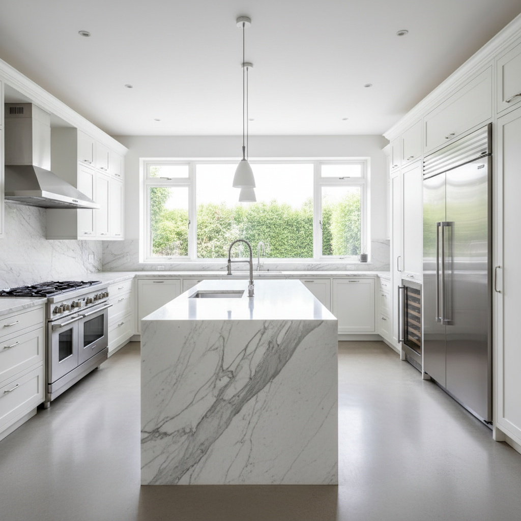 Luxury home kitchen with premium Miele-style appliances